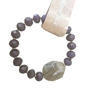 NEW! ROMANCE Elastic Stretch Bracelet With Genuine Stone Accent.